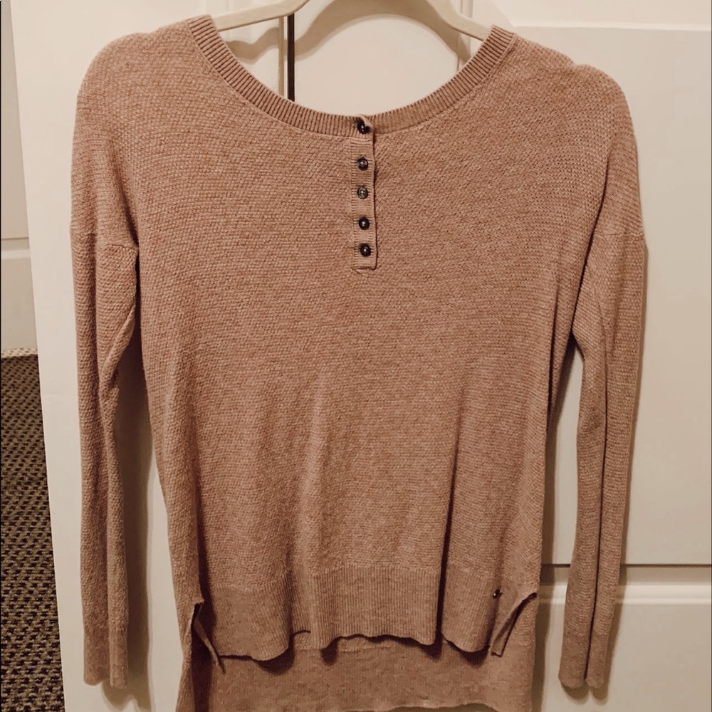 Brown Half-Button Down Top